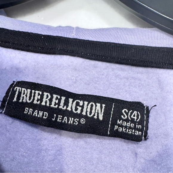 TRUE RELIGION Brand Jeans Women’s ZIP CROP HOODIE Lavender SIZE S (4) - Picture 4 of 10